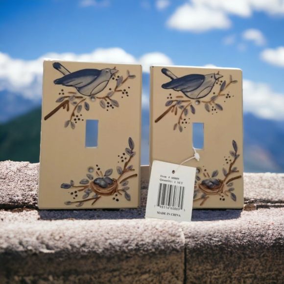 Single Switch Plate Covers Blue Bird Branch Brown Tender Heart Treasures 2002 - Picture 1 of 6